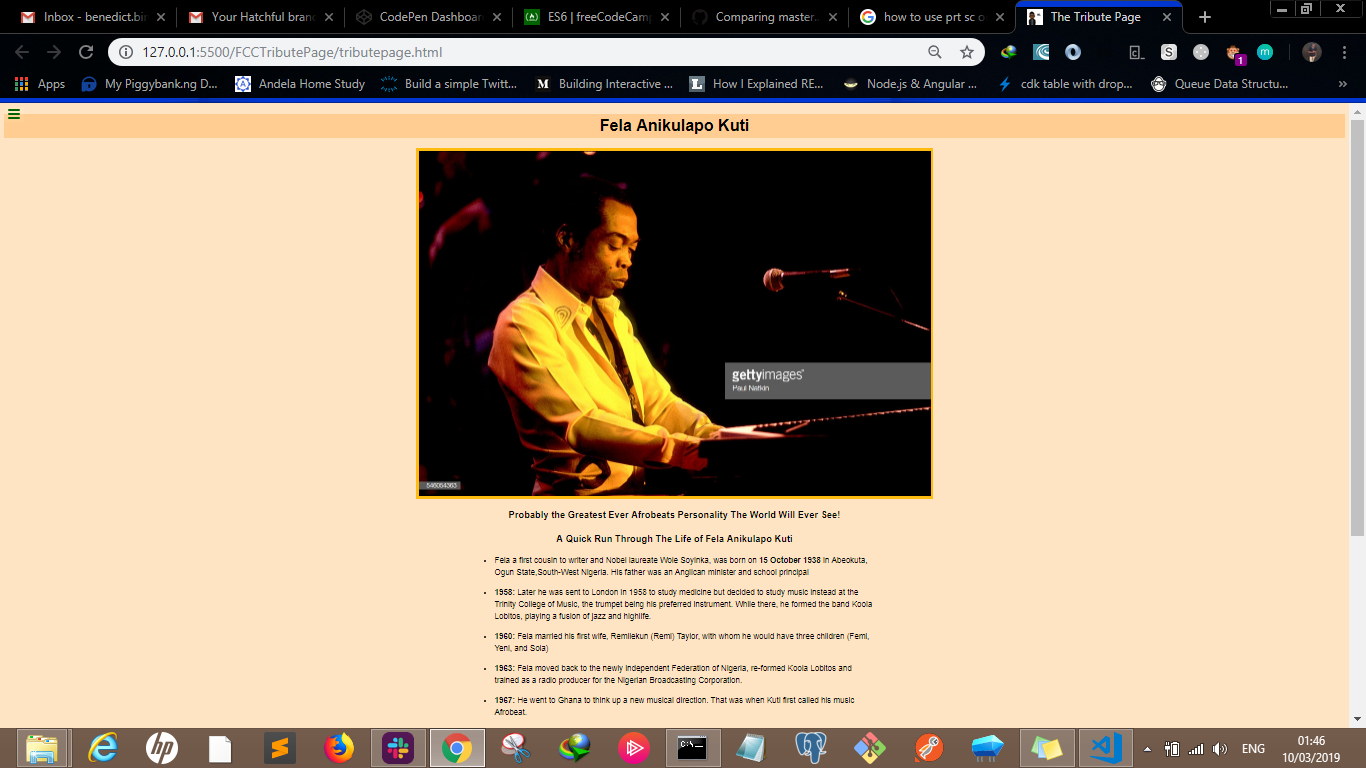 Tribute to Fela Page
